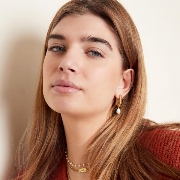 Rippuvad kõrvarõngad pärliga kandiline - Premiumkellad