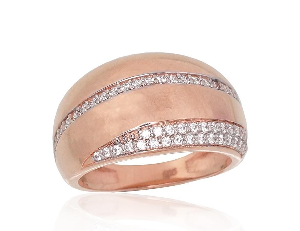 Kuldsõrmus #1100843(Au-R+PRh-W)_CZ, Punane Kuld 585°, roodium (kate) , Tsirkonid - Premiumkellad