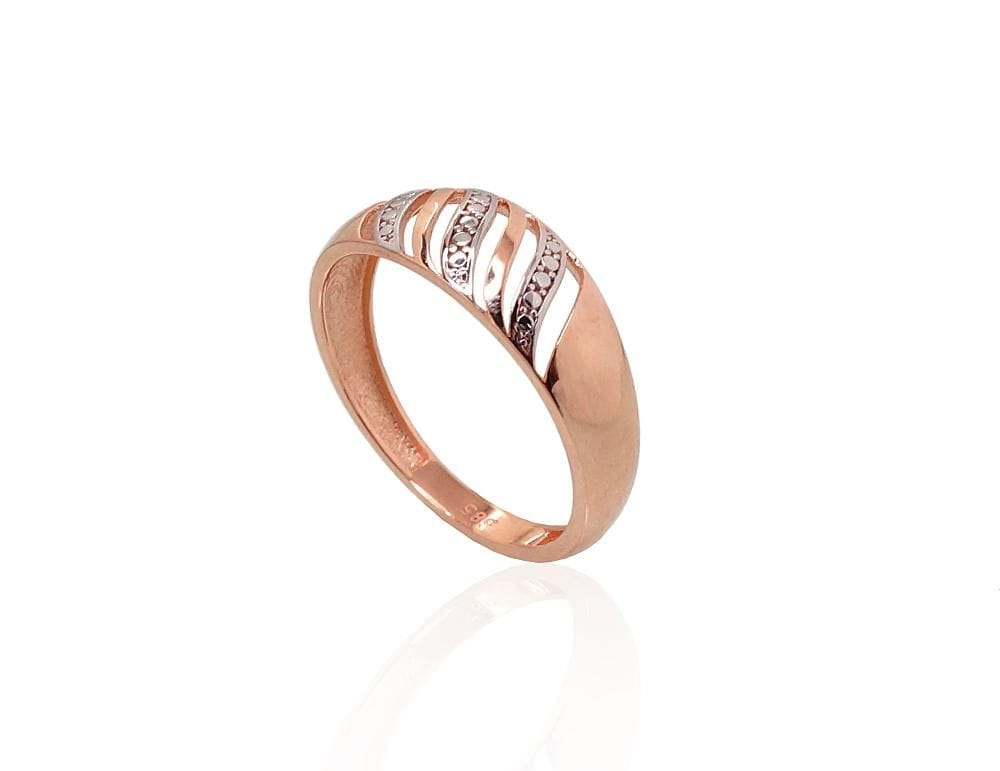 Kuldsõrmus #1100866(Au-R+PRh-W), Punane Kuld 585°, roodium (kate) - Premiumkellad