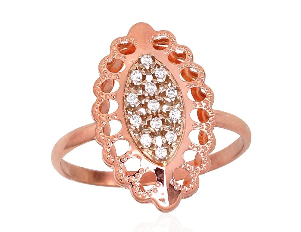 Kuldsõrmus #1100900(Au-R+Au-W)_CZ, Valge/Punane Kuld 585°, Tsirkonid - Premiumkellad