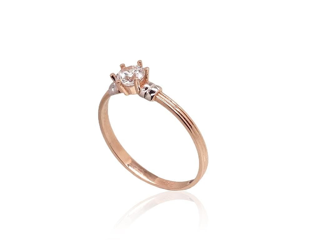 Kuldsõrmus #1100934(Au-R+PRh-W)_CZ, Punane Kuld 585°, roodium (kate) , Tsirkonid - Premiumkellad