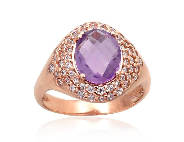 Kuldsõrmus #1100961(Au-R)_CZ+AM, Punane Kuld 585°, Tsirkonid , Ametüst - Premiumkellad