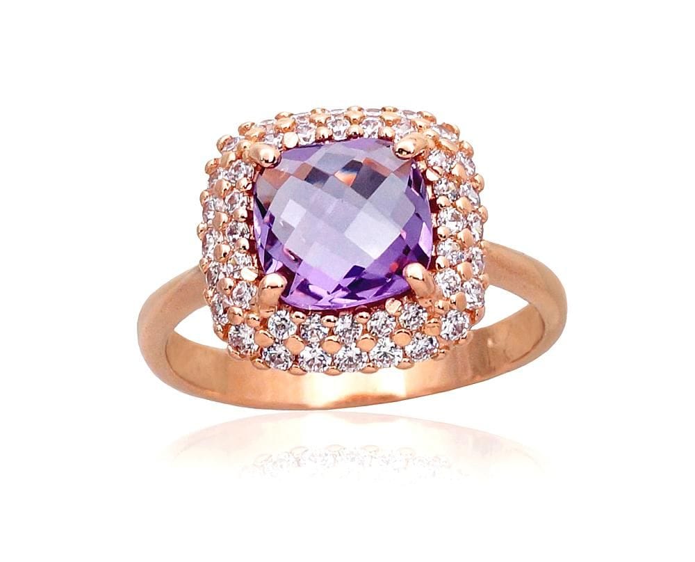 Kuldsõrmus #1100962(Au-R)_CZ+AM, Punane Kuld 585°, Tsirkonid , Ametüst - Premiumkellad