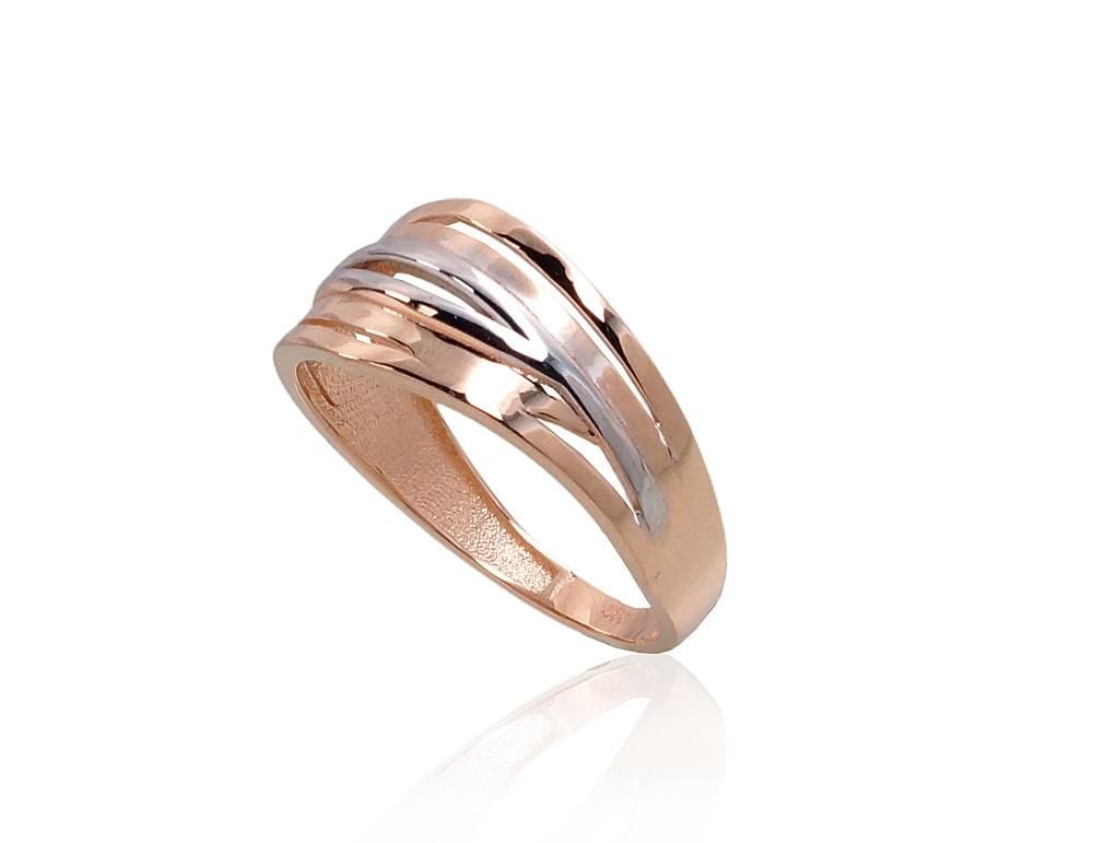 Kuldsõrmus #1100979(Au-R+PRh-W), Punane Kuld 585°, roodium (kate) - Premiumkellad