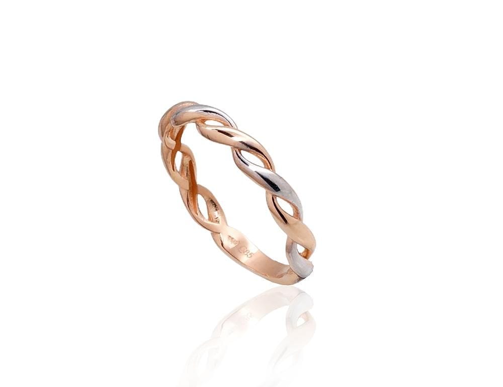 Kuldsõrmus #1100995(Au-R+PRh-W), Punane Kuld 585°, roodium (kate) - Premiumkellad