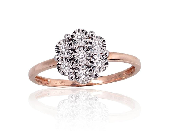 Kuldsõrmus #1101023(Au-R+Au-W)_DI, Valge/Punane Kuld 585°, Briljant - Premiumkellad