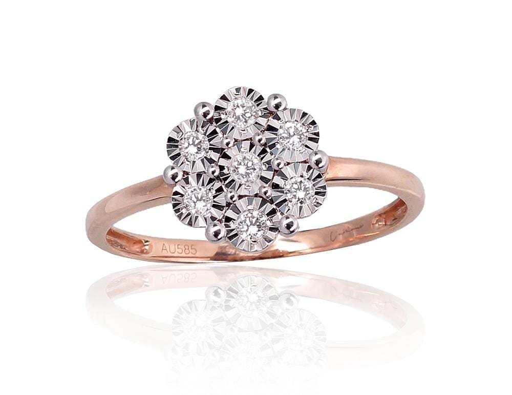 Kuldsõrmus #1101023(Au-R+Au-W)_DI, Valge/Punane Kuld 585°, Briljant - Premiumkellad