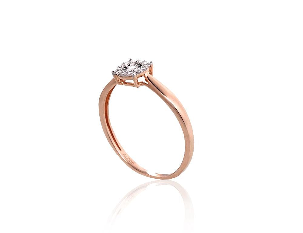 Kuldsõrmus #1101024(Au-R+Au-W)_DI, Valge/Punane Kuld 585°, Briljant - Premiumkellad