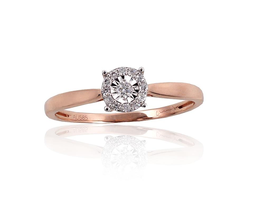 Kuldsõrmus #1101024(Au-R+Au-W)_DI, Valge/Punane Kuld 585°, Briljant - Premiumkellad