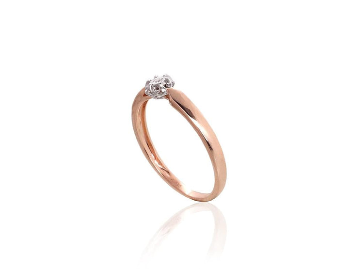 Kuldsõrmus #1101031(Au-R+Au-W)_DI, Valge/Punane Kuld 585°, Briljant - Premiumkellad