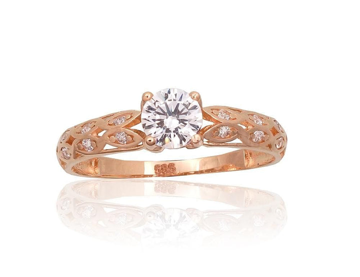 Kuldsõrmus #1101079(Au-R)_CZ, Punane Kuld 585°, Tsirkonid - Premiumkellad