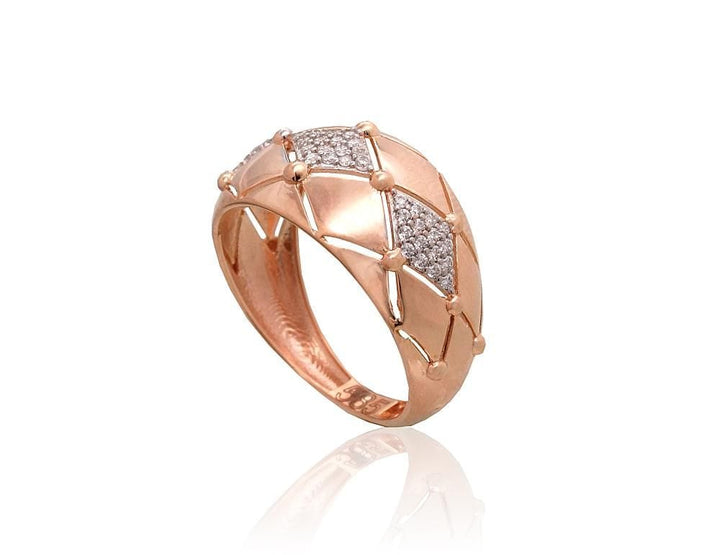 Kuldsõrmus #1101083(Au-R+PRh-W)_CZ, Punane Kuld 585°, roodium (kate) , Tsirkonid - Premiumkellad