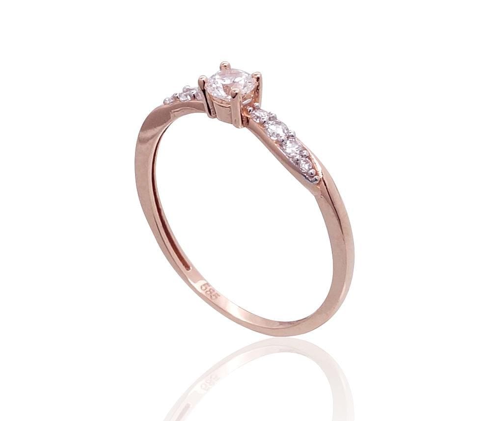 Kuldsõrmus #1101093(Au-R+PRh-W)_CZ, Punane Kuld 585°, roodium (kate) , Tsirkonid - Premiumkellad