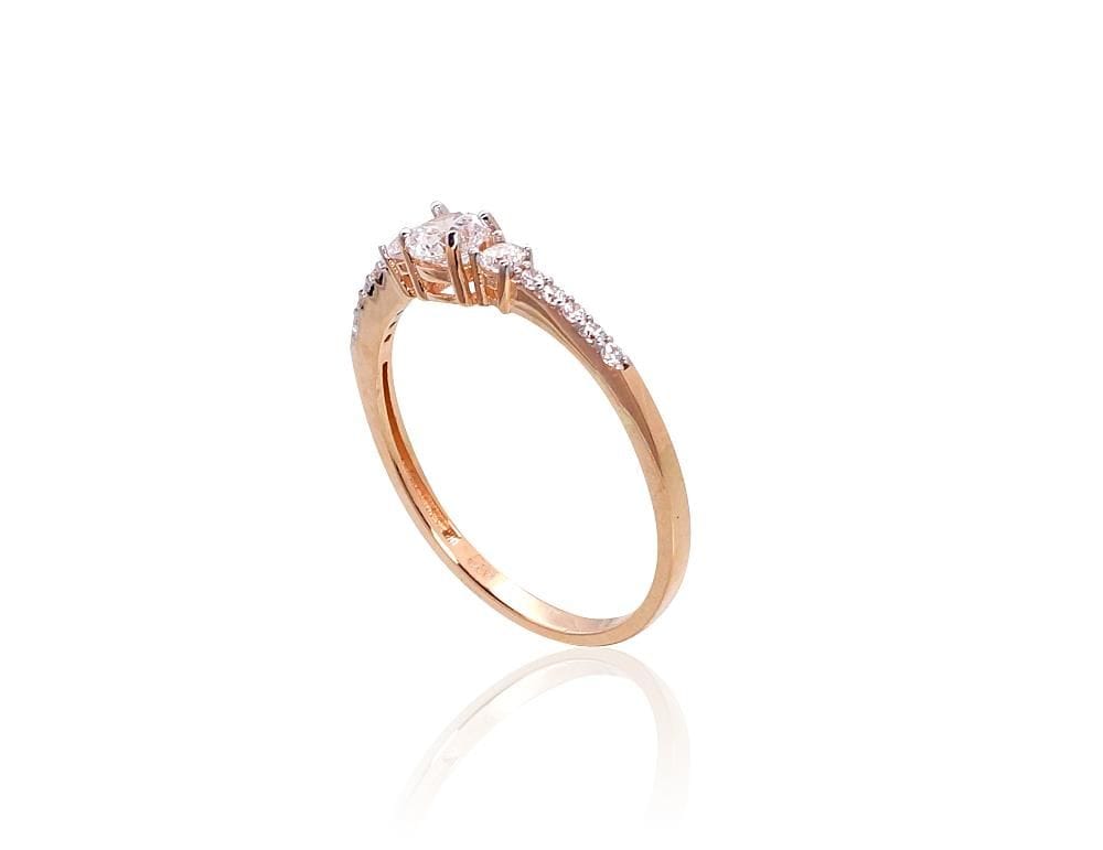 Kuldsõrmus #1101132(Au-R+PRh-W)_CZ, Punane Kuld 585°, roodium (kate) , Tsirkonid - Premiumkellad