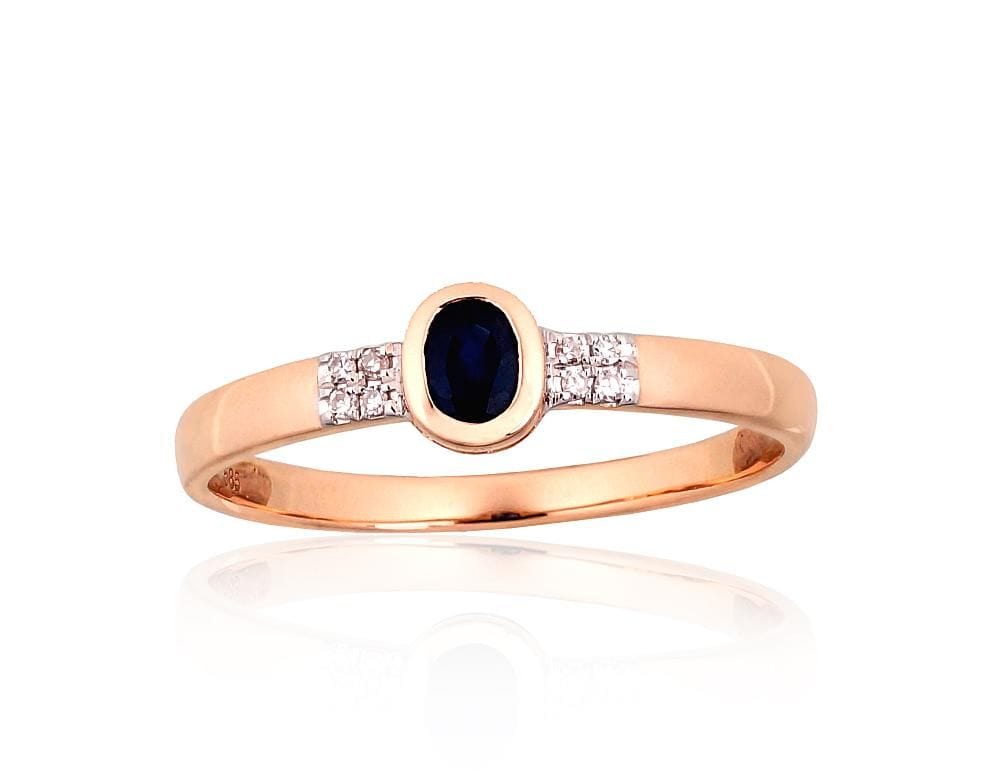 Kuldsõrmus #1101144(Au-R+PRh-W)_DI+SA, Punane Kuld 585°, roodium (kate) , Briljant , Safiir - Premiumkellad