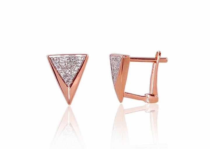 'Inglise' sulguriga kullast kõrvarõngad #1200793(Au-R+PRh-W)_DI, Punane Kuld 585°, roodium (kate) , Briljant - Premiumkellad