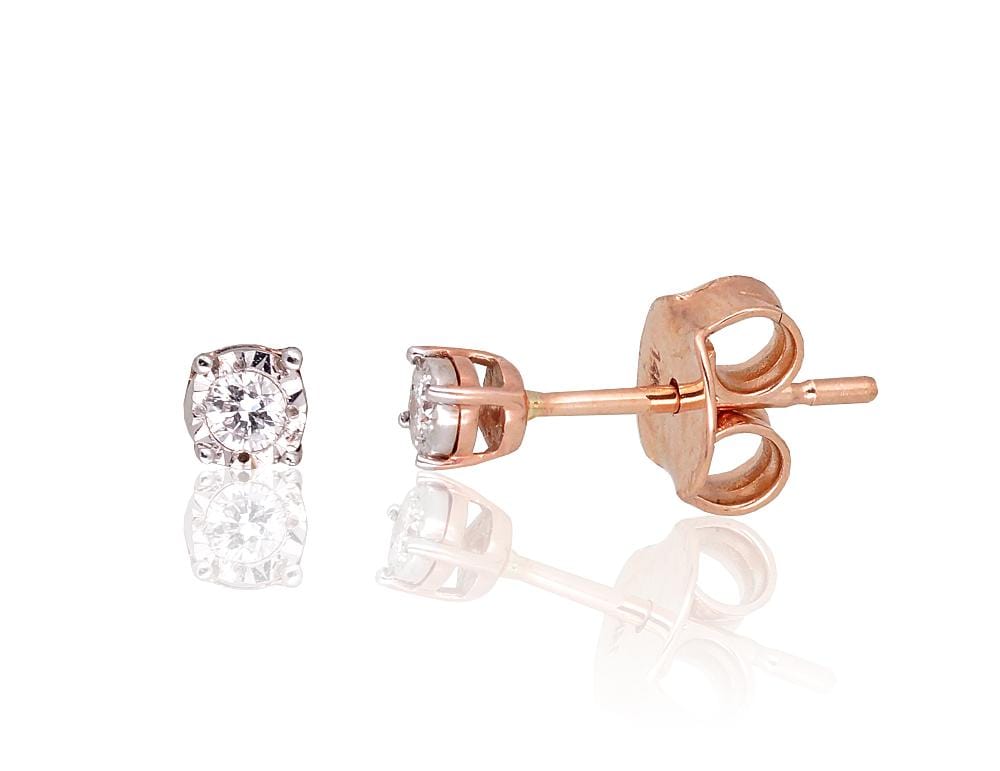 Kullast kõrvarõngad #1201403(Au-R+Au-W)_DI, Valge/Punane Kuld 585°, Briljant - Premiumkellad