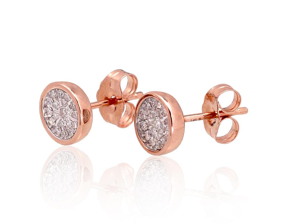 Kullast kõrvarõngad #1201406(Au-R+Au-W)_DI, Valge/Punane Kuld 585°, Briljant - Premiumkellad