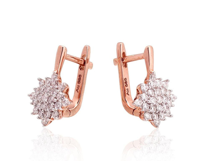 Kullast kõrvarõngad #1201416(Au-R+PRh-W)_DI, Punane Kuld 585°, roodium (kate) , Briljant - Premiumkellad