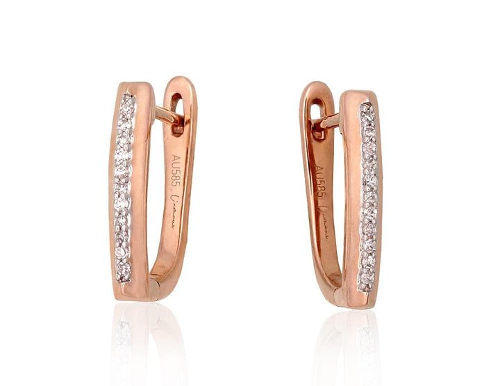 Kullast kõrvarõngad #1201424(Au-R+PRh-W)_DI, Punane Kuld 585°, roodium (kate) , Briljant - Premiumkellad