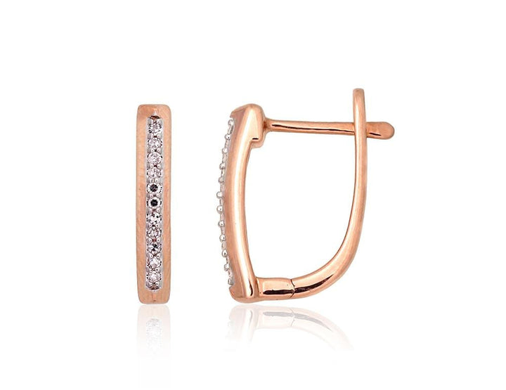 Kullast kõrvarõngad #1201424(Au-R+PRh-W)_DI, Punane Kuld 585°, roodium (kate) , Briljant - Premiumkellad