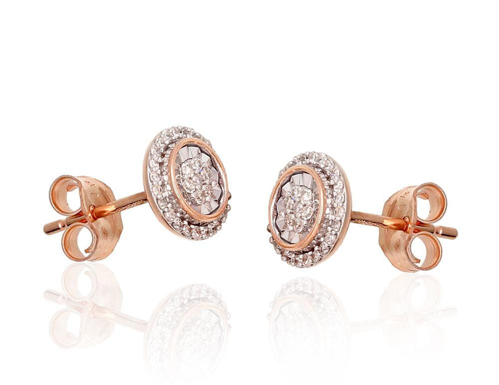 Kullast kõrvarõngad #1201425(Au-R+PRh-W)_DI, Punane Kuld 585°, roodium (kate) , Briljant - Premiumkellad