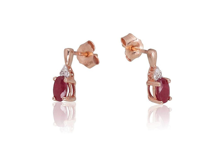 Kullast kõrvarõngad #1201466(Au-R+PRh-W)_DI+RB, Punane Kuld 585°, roodium (kate) , Briljant , Rubiin - Premiumkellad