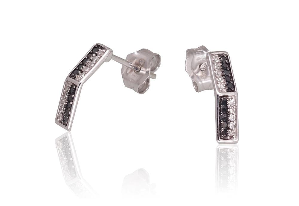 Kullast kõrvarõngad #1201471(Au-W)_DI+DIBk, Valge Kuld 585°, Briljant , Briljant (must) - Premiumkellad