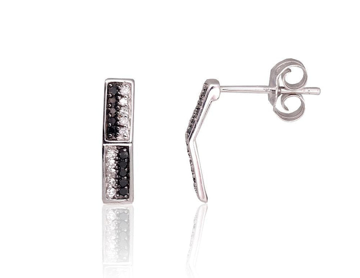 Kullast kõrvarõngad #1201471(Au-W)_DI+DIBk, Valge Kuld 585°, Briljant , Briljant (must) - Premiumkellad