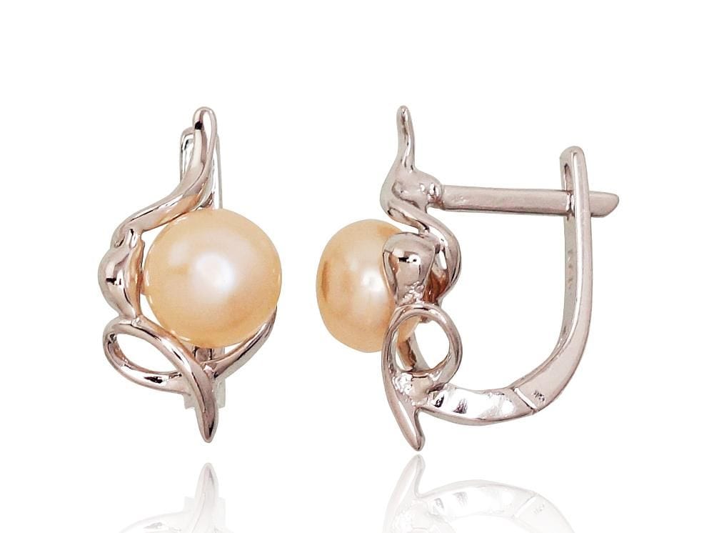 'Inglise' sulguriga hõbekõrverõngad #2202921(PRh-Gr)_PE-PI, Hõbe 925°, roodium (kate), Pärlitest - Premiumkellad
